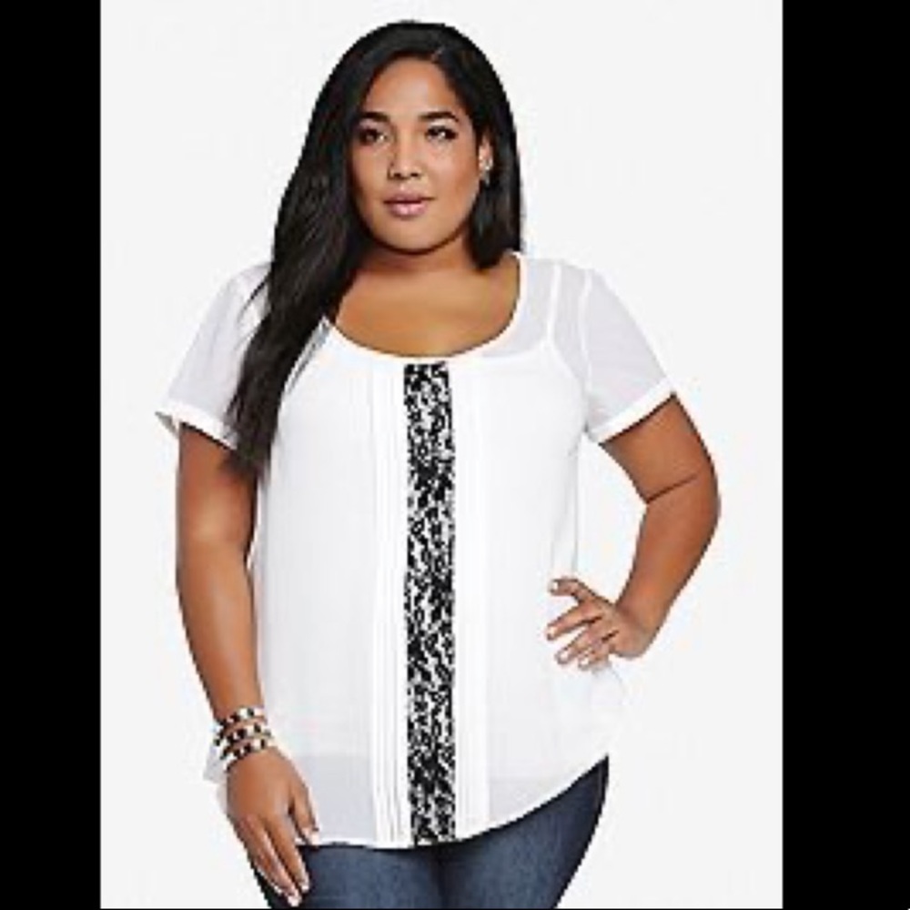 Lace Front Strip Blouse